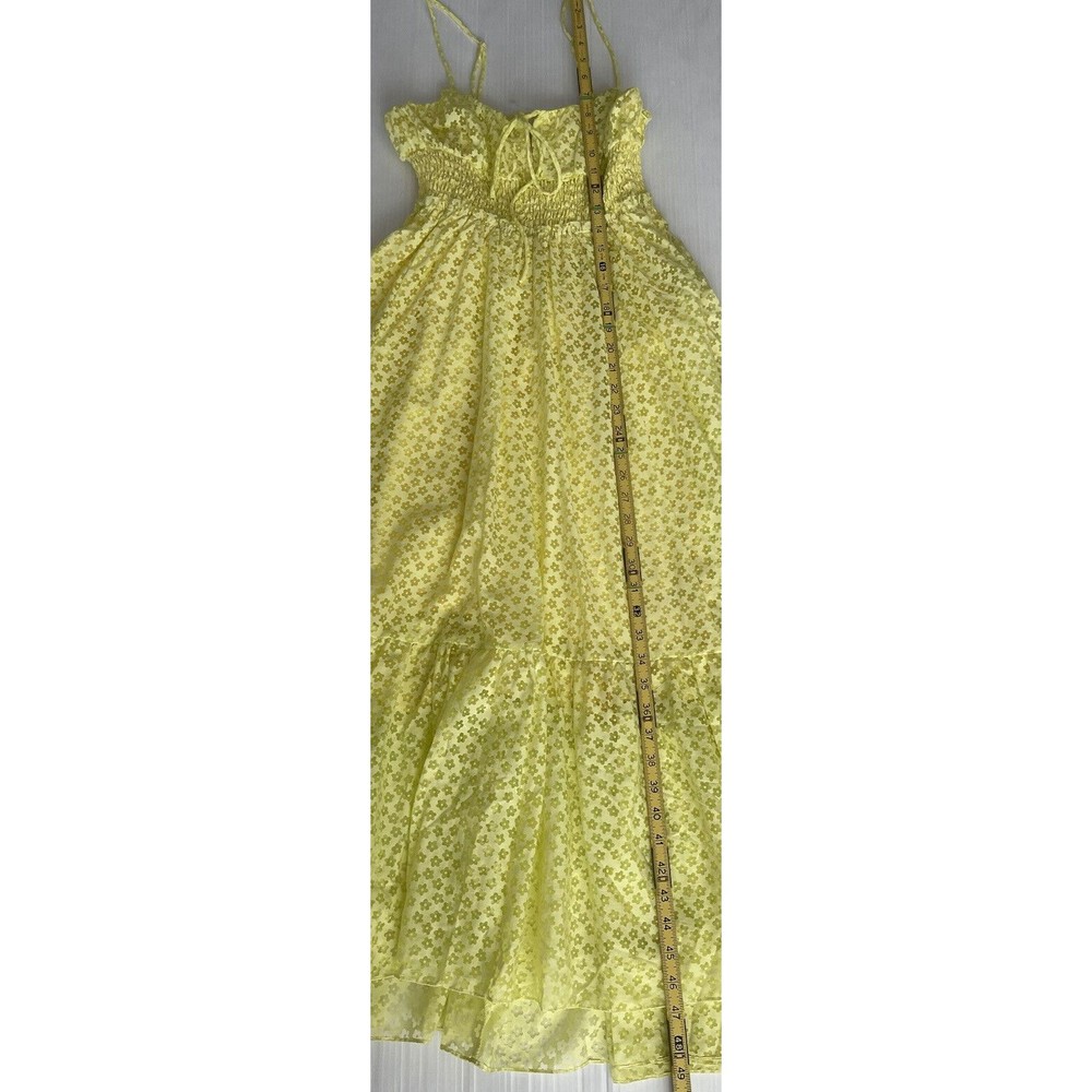 New Urban Outfitters Women Reina Semi-Sheer  Preppy Yellow Midi Dress Size Small - Picture 8 of 13